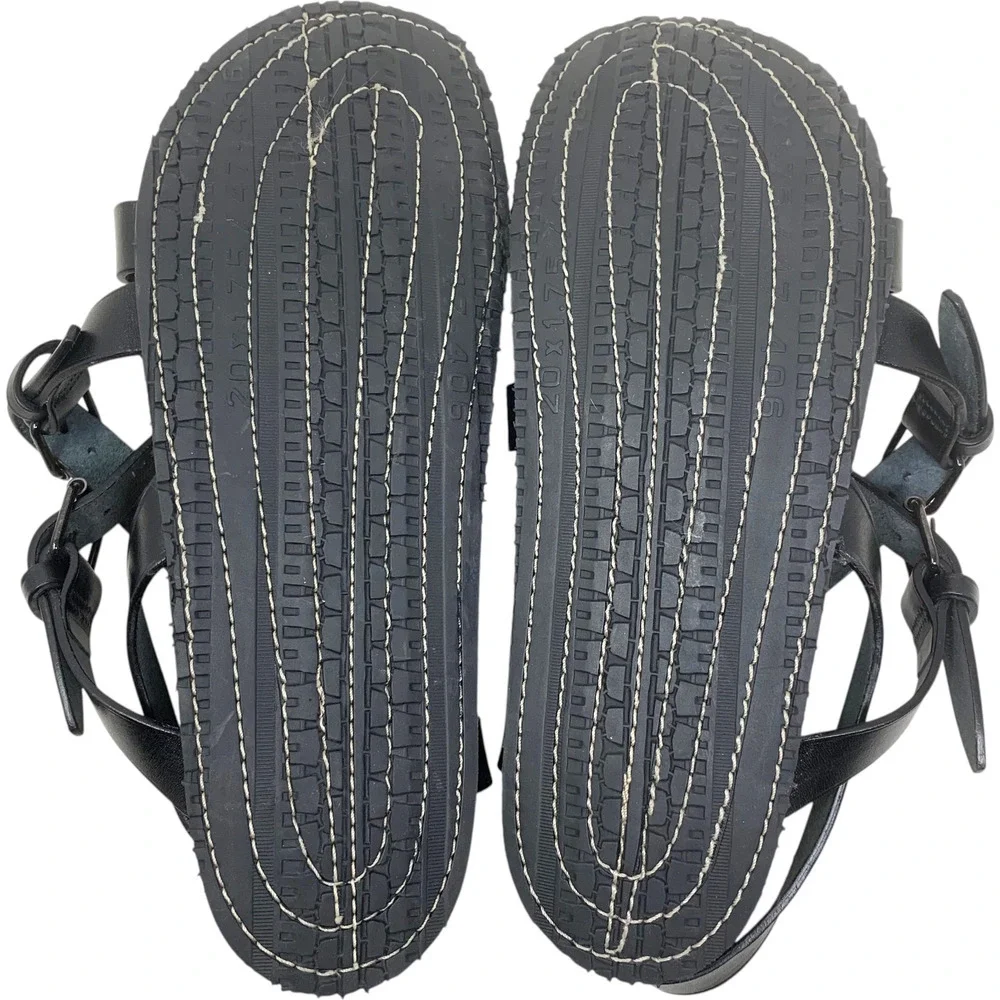 Yves St Laurent Rive Gauche Black Leather Multi Strap Sandals Sz 42 Italy YSL